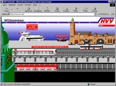 Startseite des Hamburger Verkehrsverbundes (alter,bewerteter Auftritt)