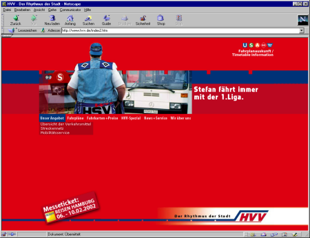 Startseite des Hamburger Verkehrsverbundes (neuer Auftritt)