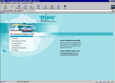 Startseite der Donau-Iller-Nahverkehrsgesellschaft