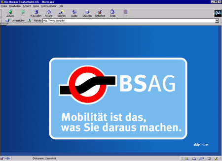 Startseite der BSAG