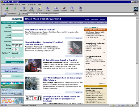 Startseite des RMV (neuer Auftritt)