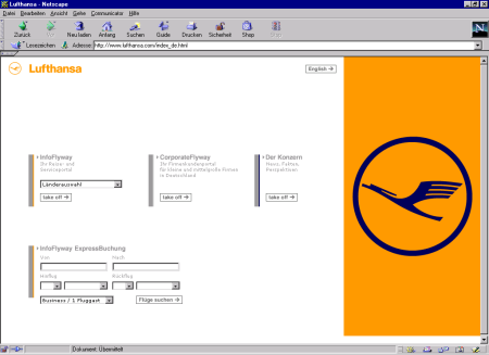 Startseite der Lufthansa